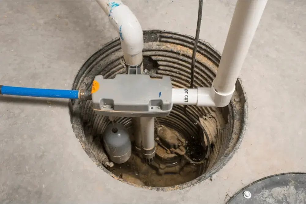 Sump pump installed in a house